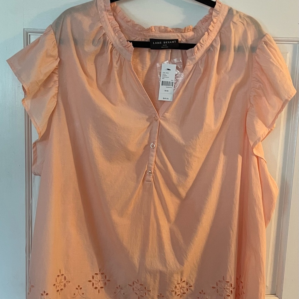 Lane Bryant Coral Ruffle Blouse